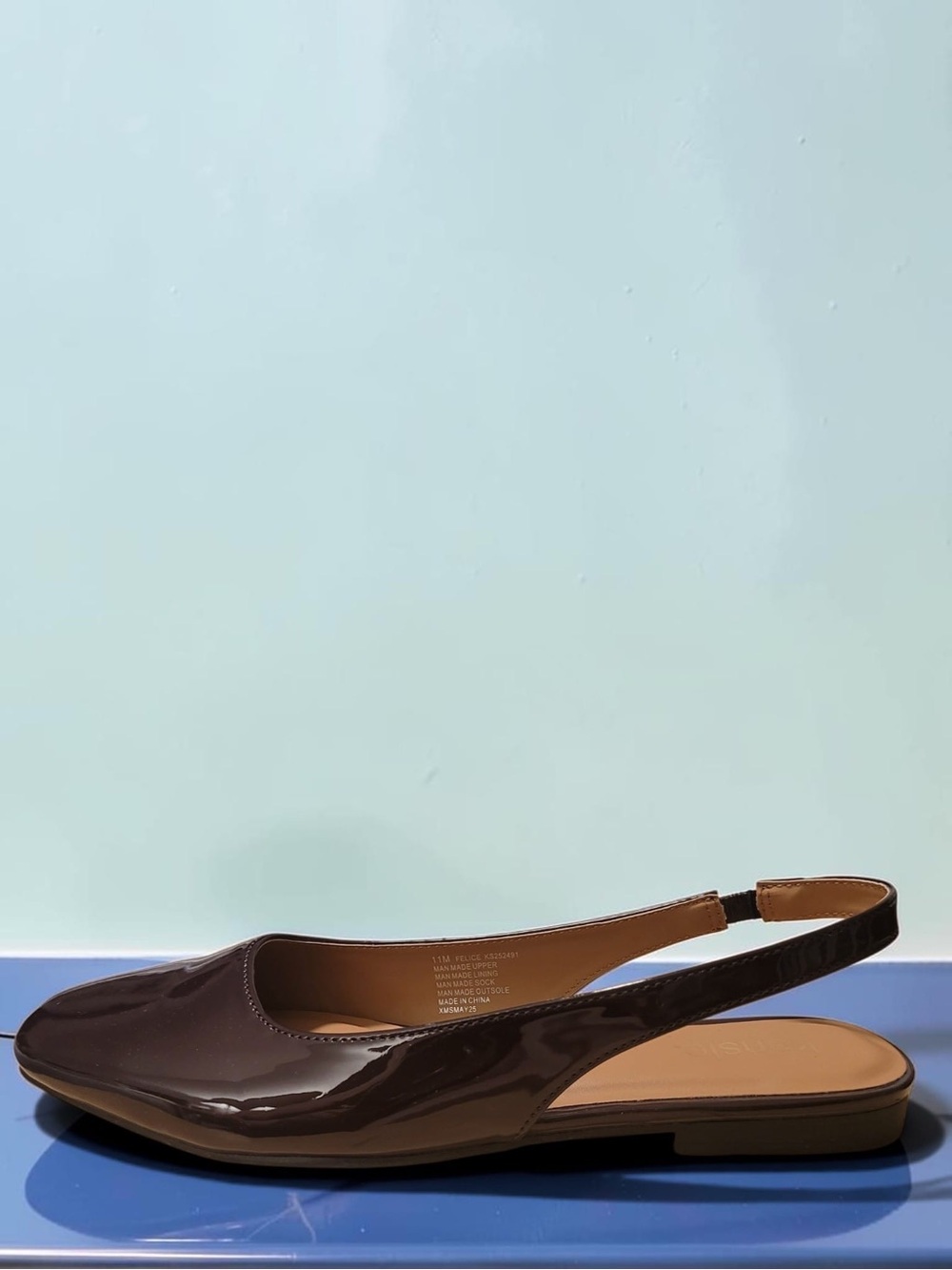 Kensie Brown Patent Slingback Pointed-Toe Flats